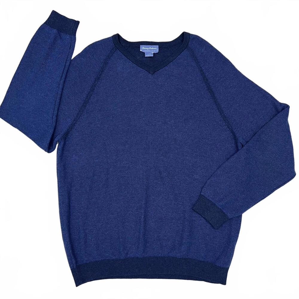 Tommy Bahama Reversible Pima Cotton Sweater L Navy Blue V-Neck Men’s Classic